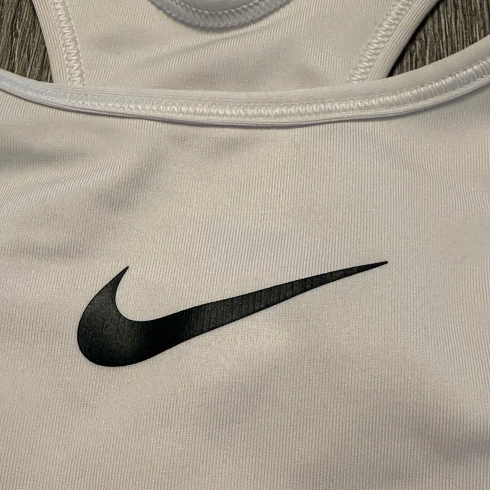 Nike Women's White Sports Bra with Black Logo - Picture 2 of 5